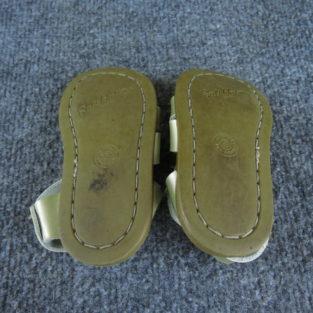 Salt Water Girls Gladiator Size T‎ 5 Medium Shoes Gold Leather Buckle